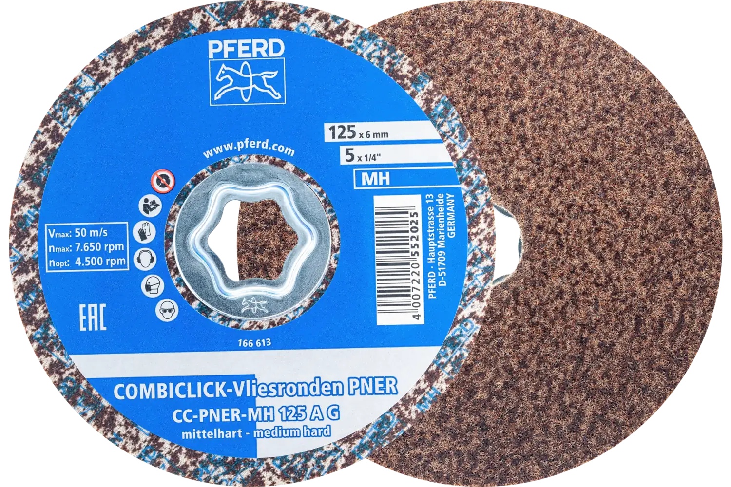 Picture of Pferd Combiclick® Unitized Disc, 5" Dia, Coarse, Hard, 6AM, Aluminum Oxide